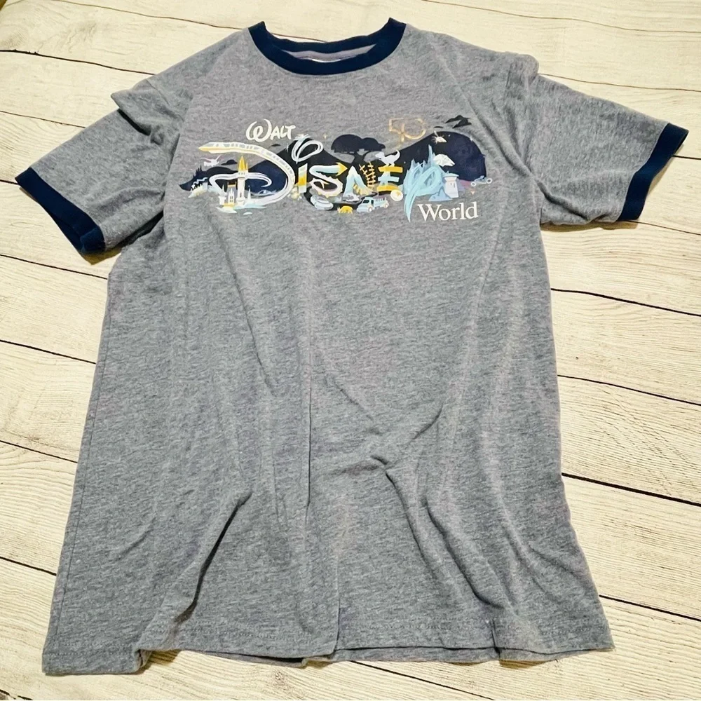 Walt Disney World 50th Anniversary Park Icons Ringer Blue TShirt. Unisex…​​​​​​ - Picture 3 of 5